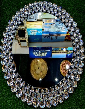 Large Round Mirror Wall Mounted Glass Vanity Make Up .Stone