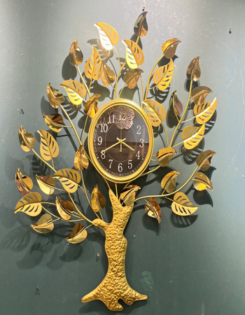 Modern Metal Wall Clock with 3D Creative Ginkgo Leaf Design - Home Decor and Kitchen Gift