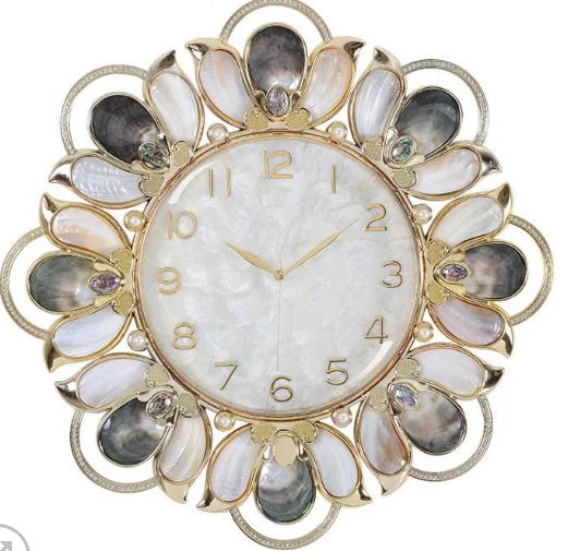 European Wall Clock Living Room Decoration Large Luxury Wall Clocks Shell Crystal Home Decor Digital Silent Large Watch