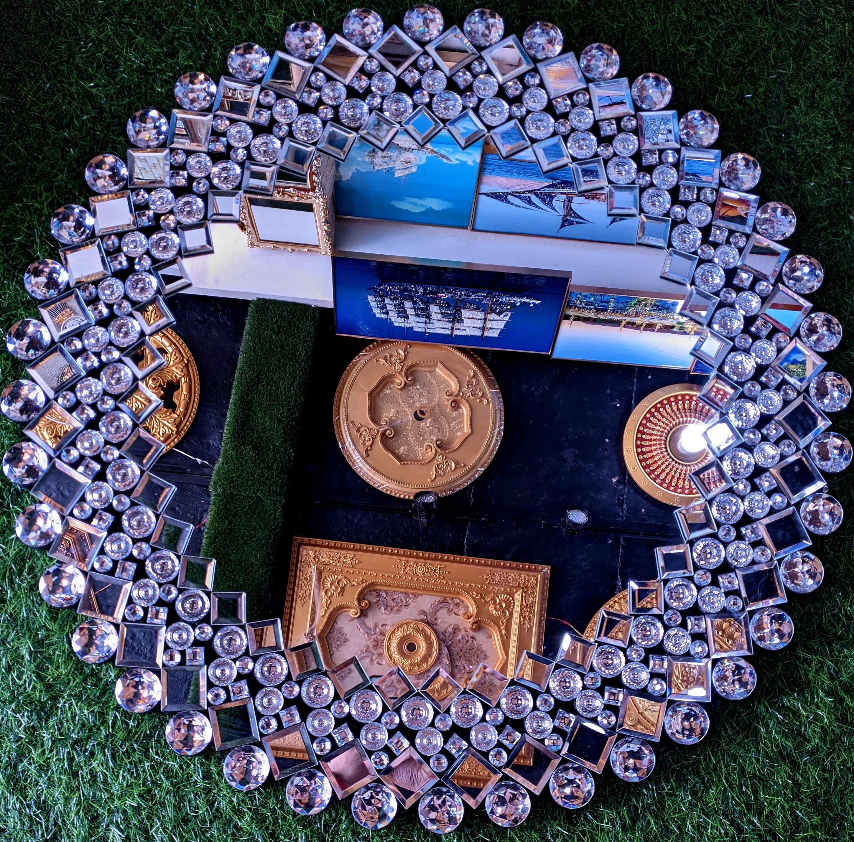 Large Round Mirror Wall Mounted Glass Vanity Make Up . Stone