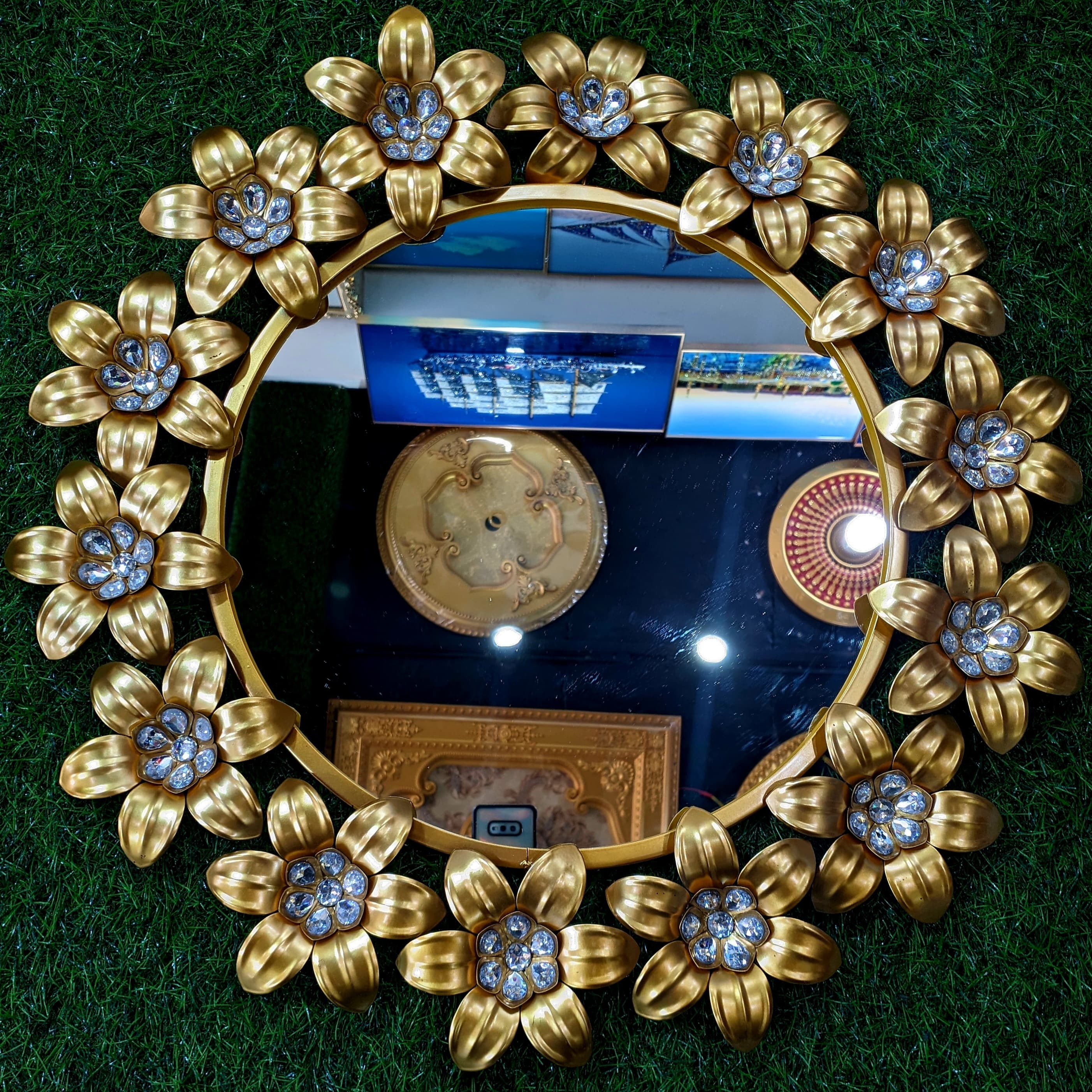 Large Round Mirror Wall Mounted Glass Vanity Make Up  Metal