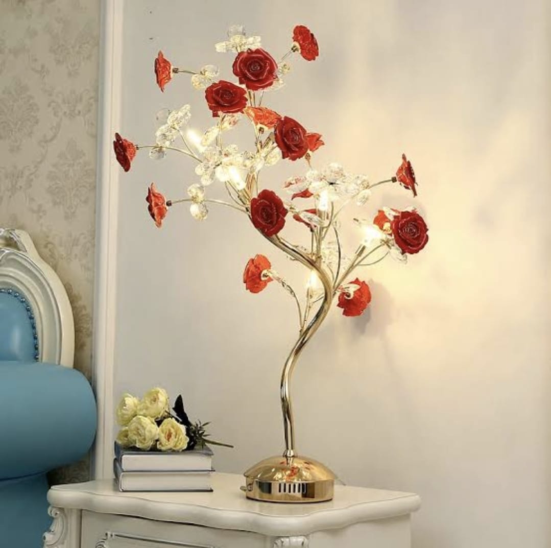 Hotel lobby Ceramic rose Table Lamps Postmodern Ceramic Flower Lamp