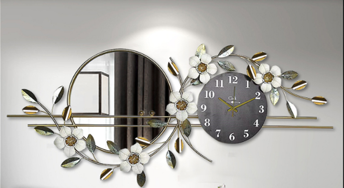 Modern Metal Wall Clock with 3D Creative Ginkgo Leaf Design - Home Decor and Kitchen Gift